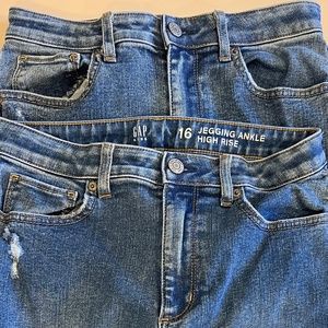 Gap Kids TWO PAIR Jegging Ankle High Rise Jeans Girls 16 Great Condition